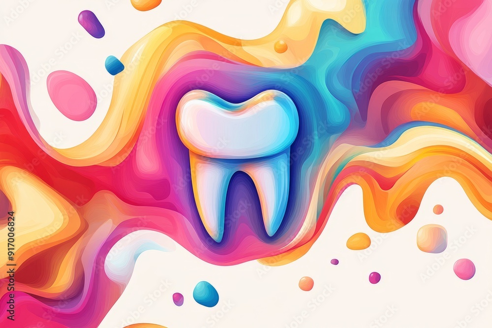 Naklejka premium Colored abstract tooth illustration for creative projects. Beautiful design for dental care advertising