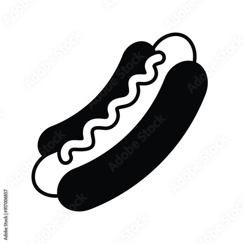 hot dog glyph icon with white background vector stock illustration