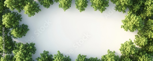 Green leaves frame a white background. photo