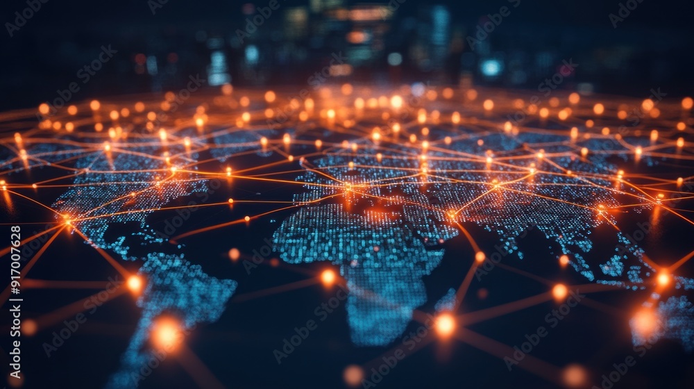 Fototapeta premium Global Network Connections Illuminated