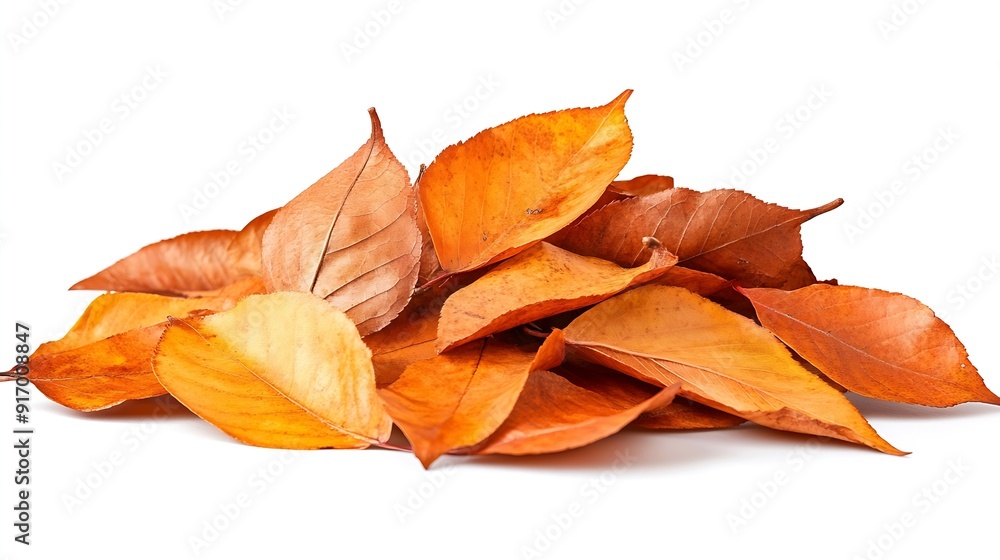 pile of autumn leaves isolated on white background : Generative AI pile of autumn leaves isolated on white background : Generative AI