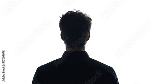 Back of male person silhouette over white : Generative AI photo