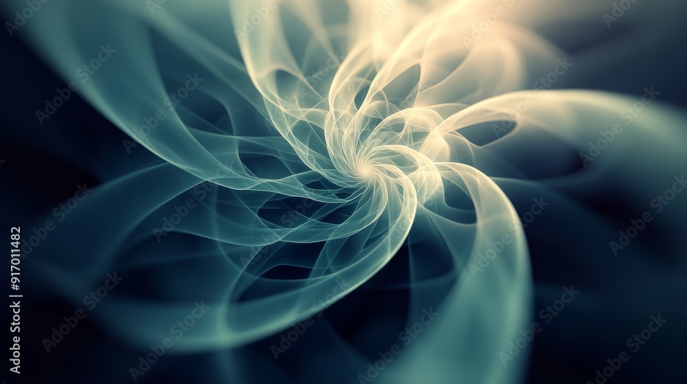 Abstract swirling pattern of blue and white light against a dark background. Abstract swirling pattern of blue and white light against a dark background.