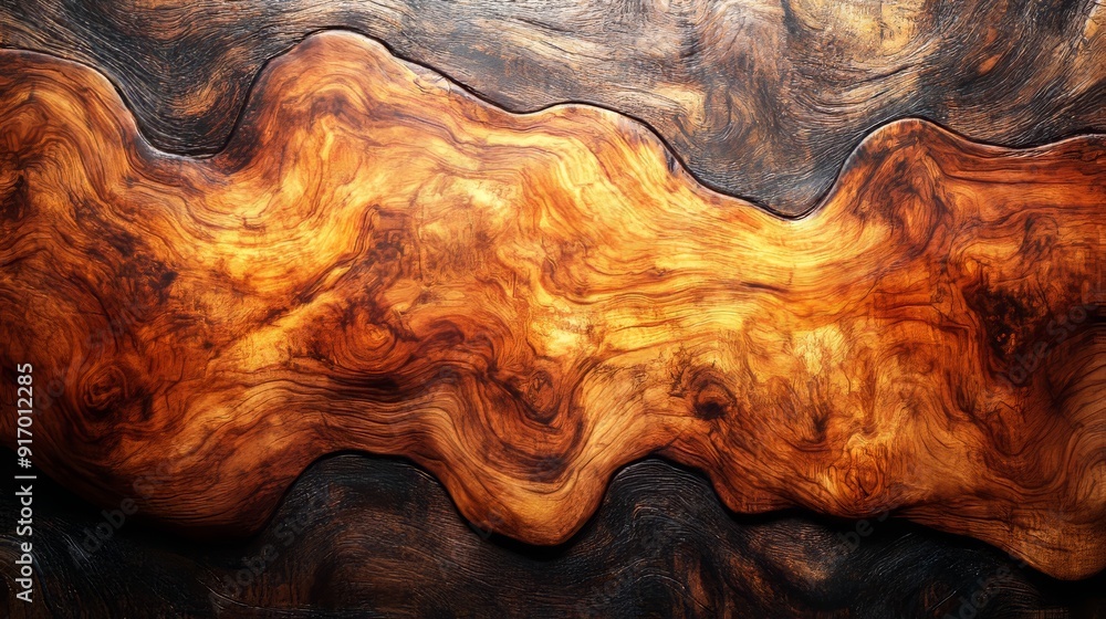 A wooden surface with a brown and black swirl pattern A wooden surface with a brown and black swirl pattern