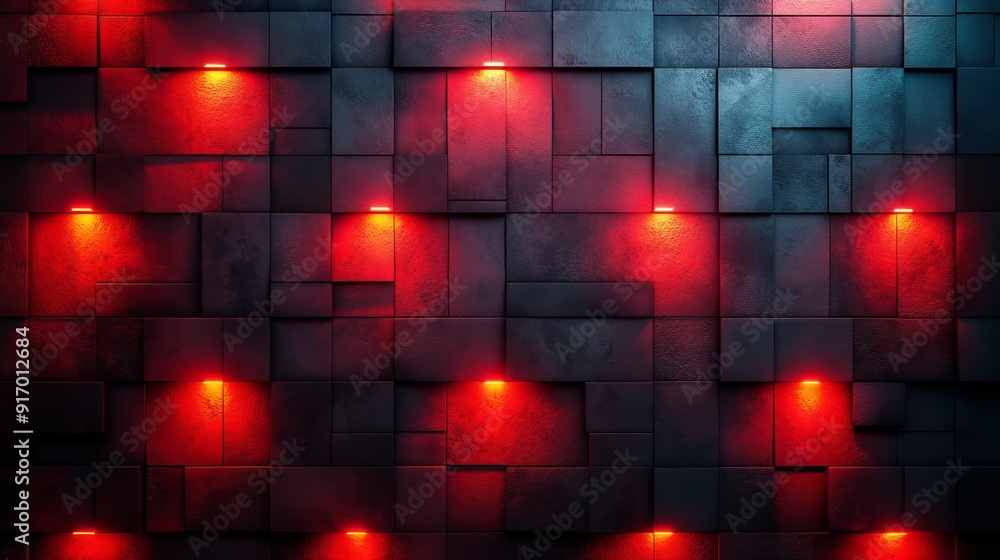 A wall with red lights on it A wall with red lights on it