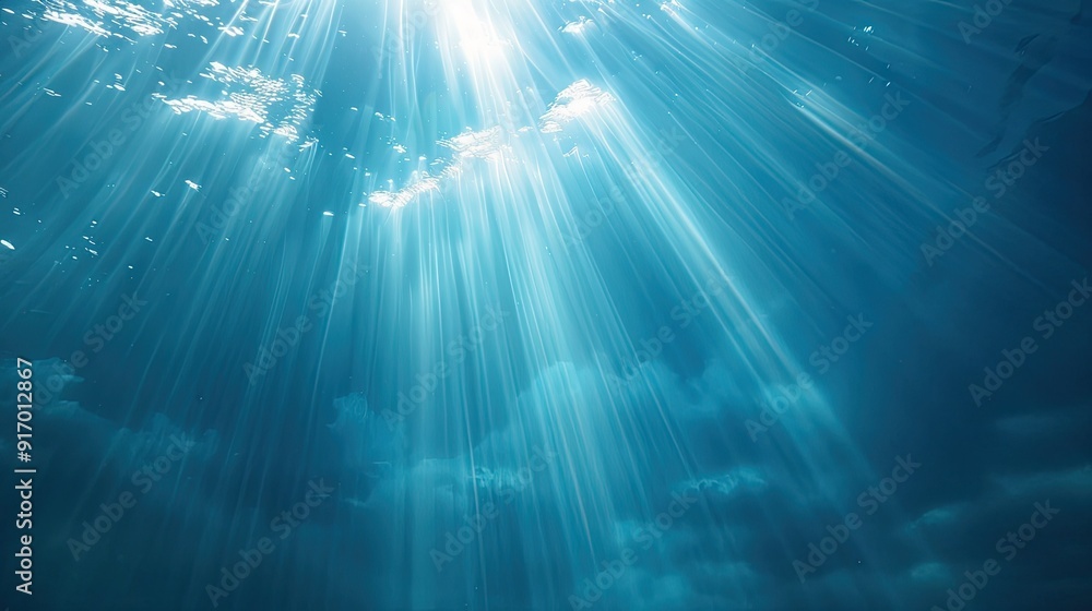 Fototapeta premium Single light blue ray, diagonal, top right to bottom left