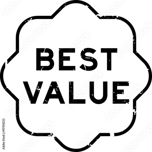 Grunge black best value word rubber seal stamp on white background