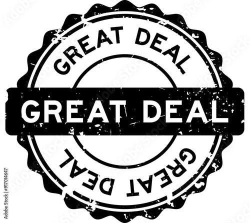 Grunge black great deal word round rubber seal stamp on white background