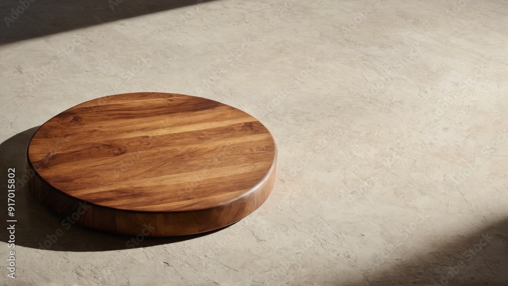 A beautifully crafted round wooden cutting board on a rustic table, illuminated by soft, warm lighting. The smooth surface and natural wood grain create a cozy, inviting kitchen atmosphere. A beautifully crafted round wooden cutting board on a rustic table, illuminated by soft, warm lighting. The smooth surface and natural wood grain create a cozy, inviting kitchen atmosphere.