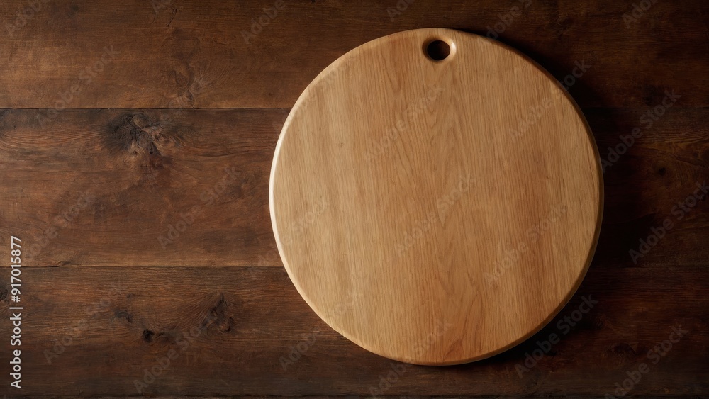 A beautifully crafted round wooden cutting board on a rustic table, illuminated by soft, warm lighting. The smooth surface and natural wood grain create a cozy, inviting kitchen atmosphere. A beautifully crafted round wooden cutting board on a rustic table, illuminated by soft, warm lighting. The smooth surface and natural wood grain create a cozy, inviting kitchen atmosphere.