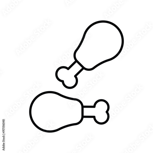chicken leg line icon with white background vector stock illustration