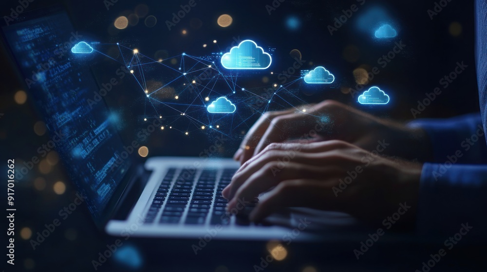 Cloud Computing Concept with Network Connections Cloud Computing Concept with Network Connections