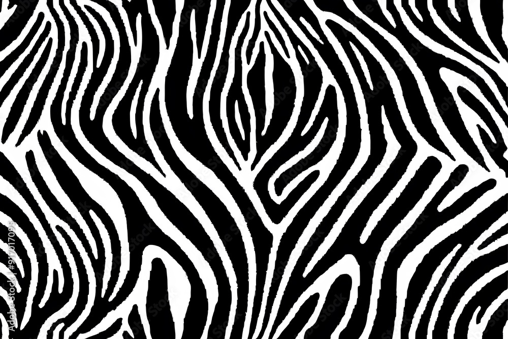 Fototapeta premium Abstract zebra striped pattern in black and white.