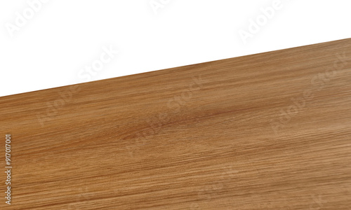 View of wood or wooden table top corner Isolated on white background