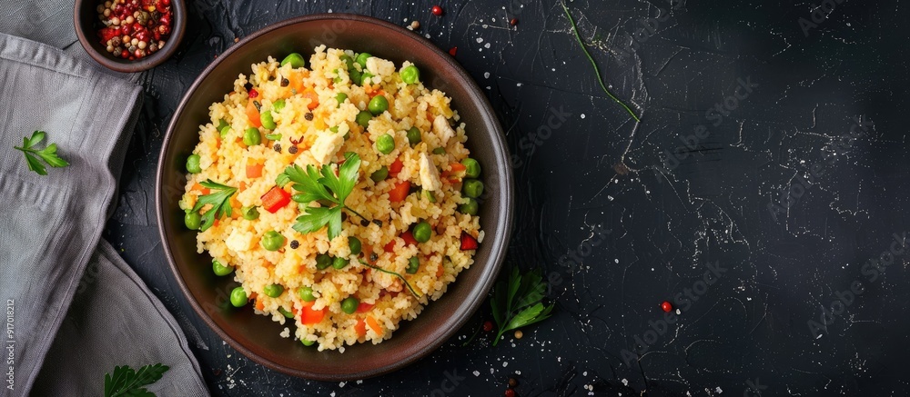 Rava upma recipe with a copy space image Rava upma recipe with a copy space image