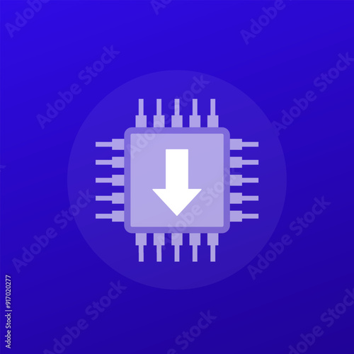 firmware update icon with a chip, transparent design