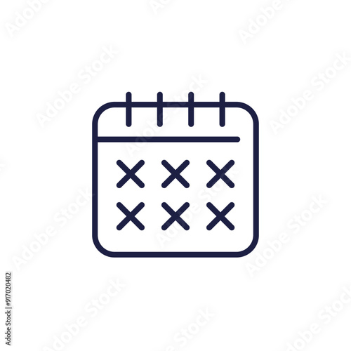 absence, attendance line icon with a calendar