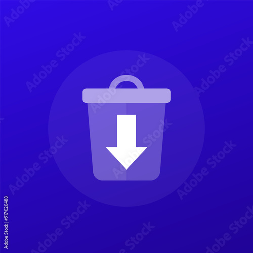waste reduction icon with trash bin, transparent design