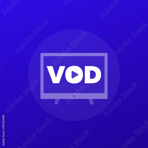 VOD, video on demand icon, transparent design