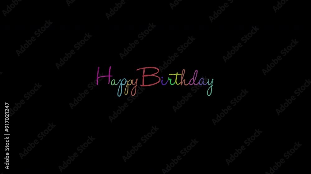 Multicoloured Happy Birthday Handwritten style chalkboard text on alpha transparent background Multicoloured Happy Birthday Handwritten style chalkboard text on alpha transparent background