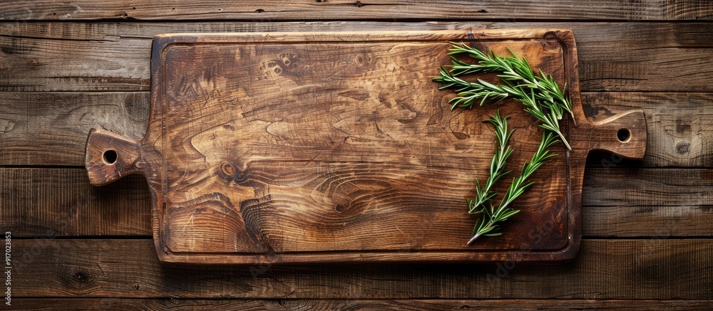 Rustic wooden chopping board with copy space image Rustic wooden chopping board with copy space image