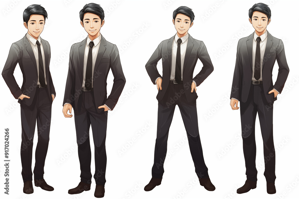 Illustration of smiling asian businessman on a white background. World of work. Asian country. Asian men. Recruitment. Job offer. Image for graphic designer. China. Japan. Illustration of smiling asian businessman on a white background. World of work. Asian country. Asian men. Recruitment. Job offer. Image for graphic designer. China. Japan.