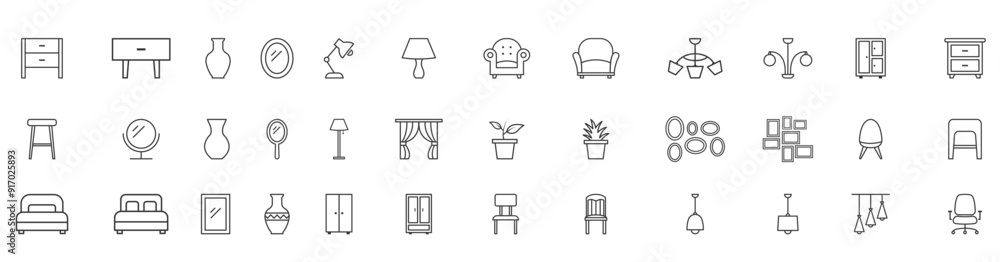 home furniture isolated icon set. home furniture isolated icon set.