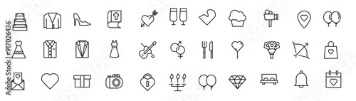 wedding set vector for website symbol icon presentation