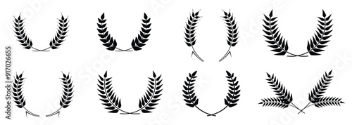  Wheat wreaths logos wheat ear icons vector agriculture ears symbols