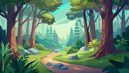 forest glade vector illustration