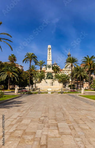 Historical site, Monument to the Heroes of Cavite. Cartagena, Spain. Sunny Morning.