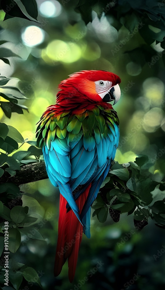 Fototapeta premium Colorful Parrot Tree Branch