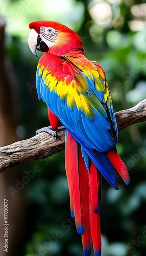 Colorful Parrot Tree Branch photo