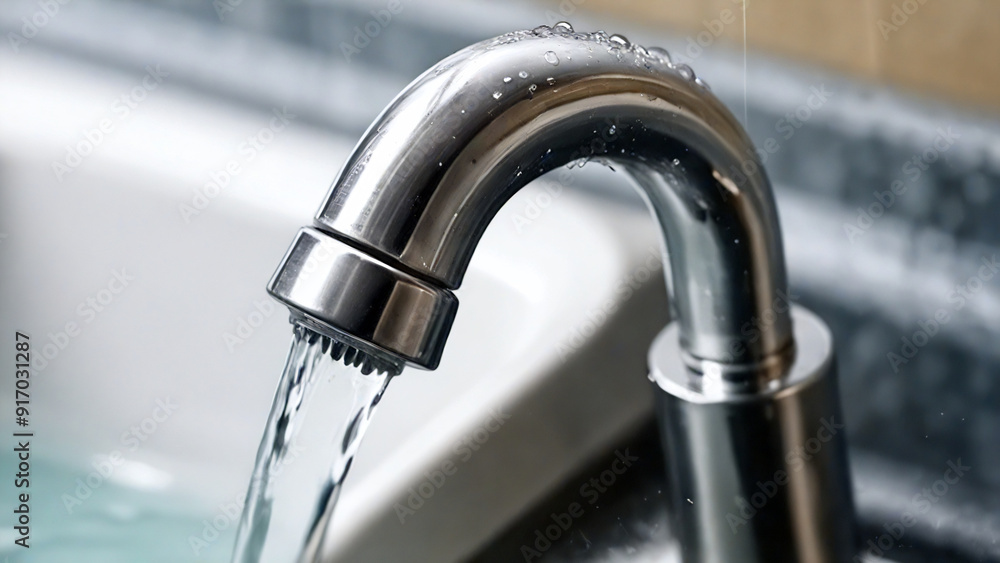close view of water running from a faucet close view of water running from a faucet