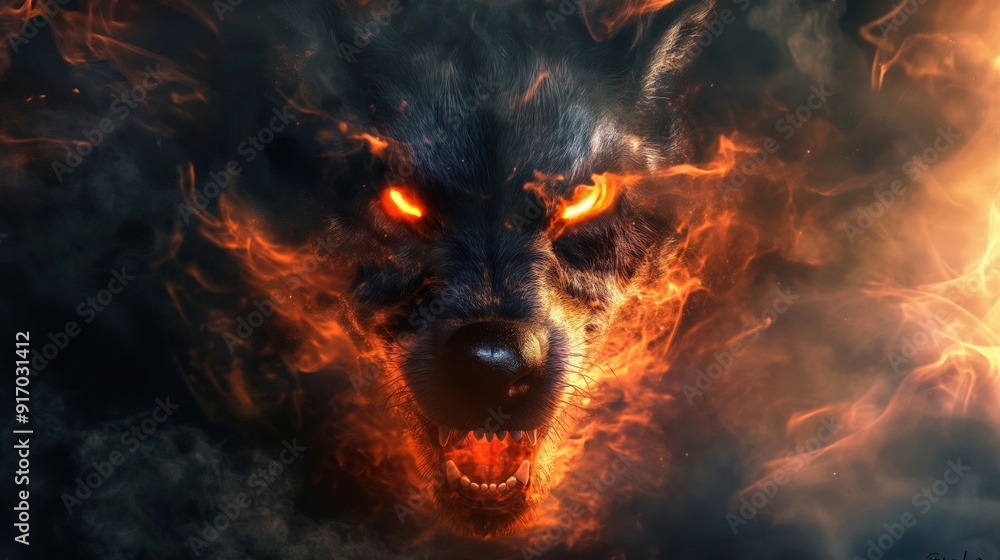 Fiery Wolf Face. Animals Fiery Wolf Face. Animals