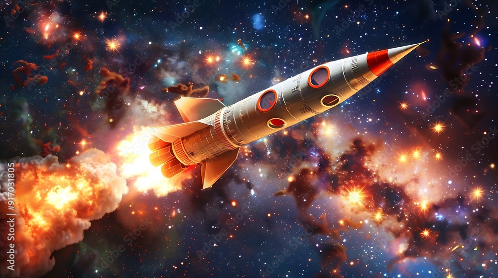 Blast Off Into the Cosmos: A Stunning Rocket Launching Through the Expansive Universe Blast Off Into the Cosmos: A Stunning Rocket Launching Through the Expansive Universe