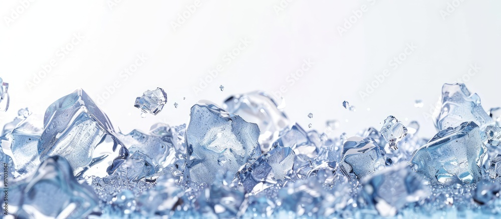 Crushed ice pieces set against a white background with copy space image Crushed ice pieces set against a white background with copy space image