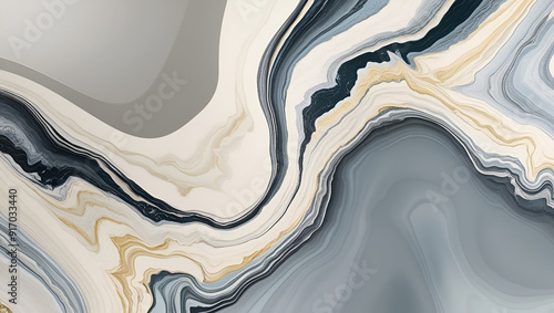 Abstract background of liquid epoxy resin in white and gray colors with golden ink.generative ai photo