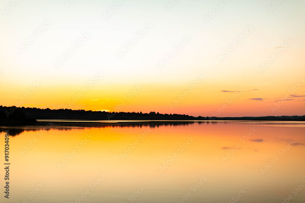Sunset on the river. Reflection on the water. Sunset on the river. Reflection on the water.
