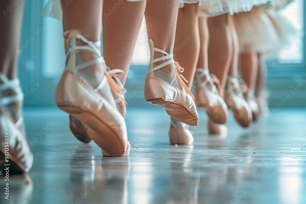 Ballat Inangle Low angle view of group of young dancers perfects their craft ...