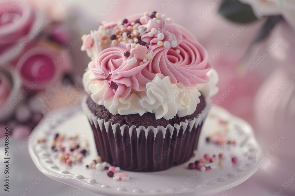 A close-up view of a delicious cupcake with colorful edible decorations, celebrating Boss's Day. The cupcake is adorned with fondant and candies, making it a sweet treat for any boss. A close-up view of a delicious cupcake with colorful edible decorations, celebrating Boss's Day. The cupcake is adorned with fondant and candies, making it a sweet treat for any boss.