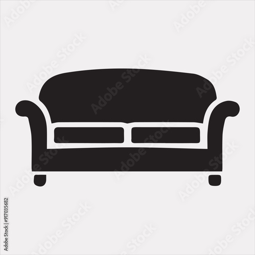 Sofa icon vector silhouette on a white background
