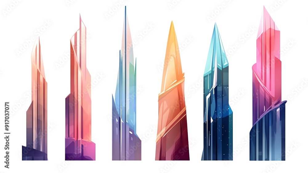 Stunning abstract skyscraper designs showcasing vibrant colors and modern architectural styles for creative projects. Stunning abstract skyscraper designs showcasing vibrant colors and modern architectural styles for creative projects.