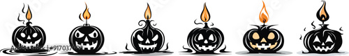 Halloween Jack-o'-Lantern Candle Icons Set
