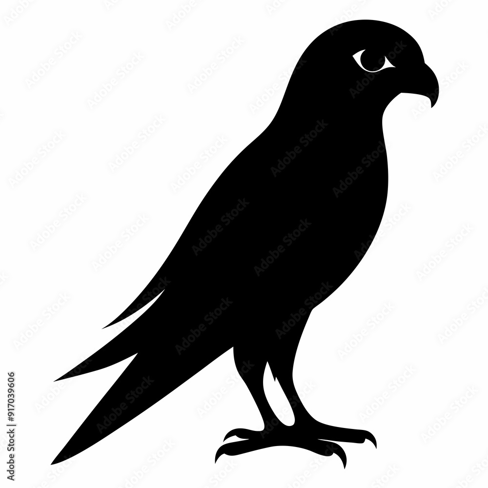 Fototapeta premium Kestrel isolated on white background, Kestrel vector illustration, bird on a branch vector art, Kestrel silhouette, bird vector icon, Kestrel on a branch line art, eps 