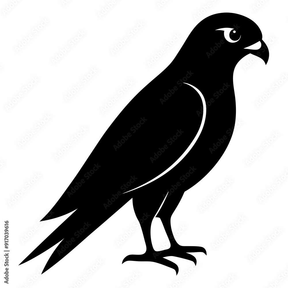 Fototapeta premium Kestrel isolated on white background, Kestrel vector illustration, bird on a branch vector art, Kestrel silhouette, bird vector icon, Kestrel on a branch line art, eps 