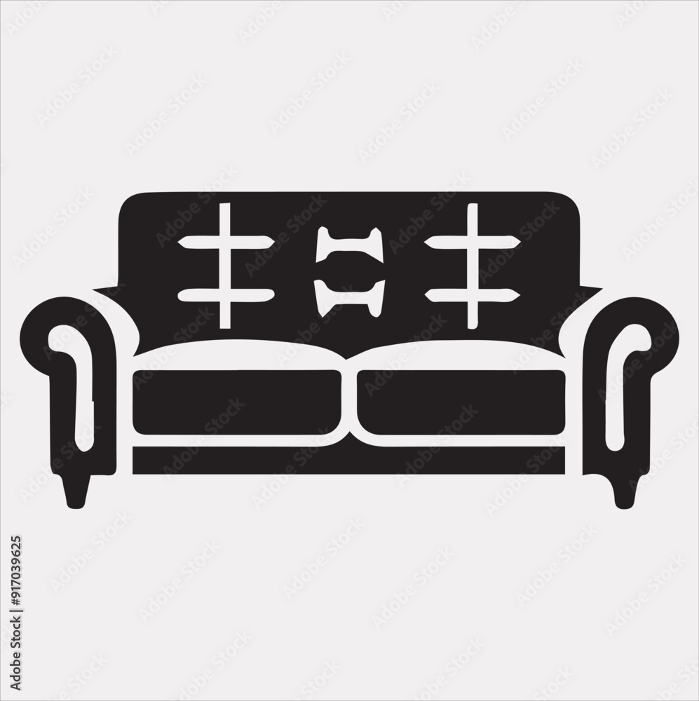 Sofa icon vector silhouette on a white background Sofa icon vector silhouette on a white background