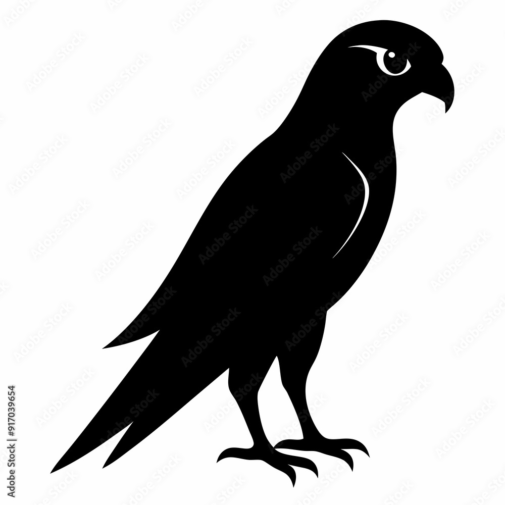 Fototapeta premium Kestrel isolated on white background, Kestrel vector illustration, bird on a branch vector art, Kestrel silhouette, bird vector icon, Kestrel on a branch line art, eps 