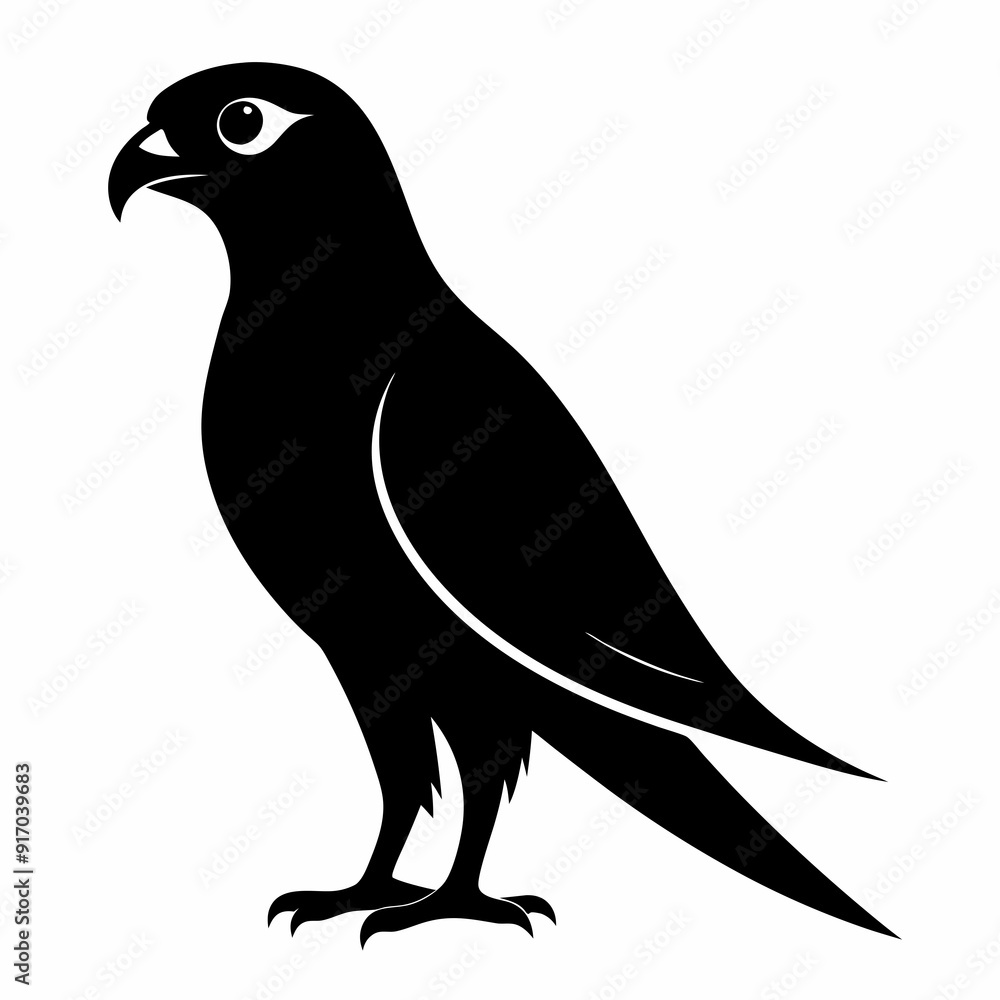 Fototapeta premium Kestrel isolated on white background, Kestrel vector illustration, bird on a branch vector art, Kestrel silhouette, bird vector icon, Kestrel on a branch line art, eps 