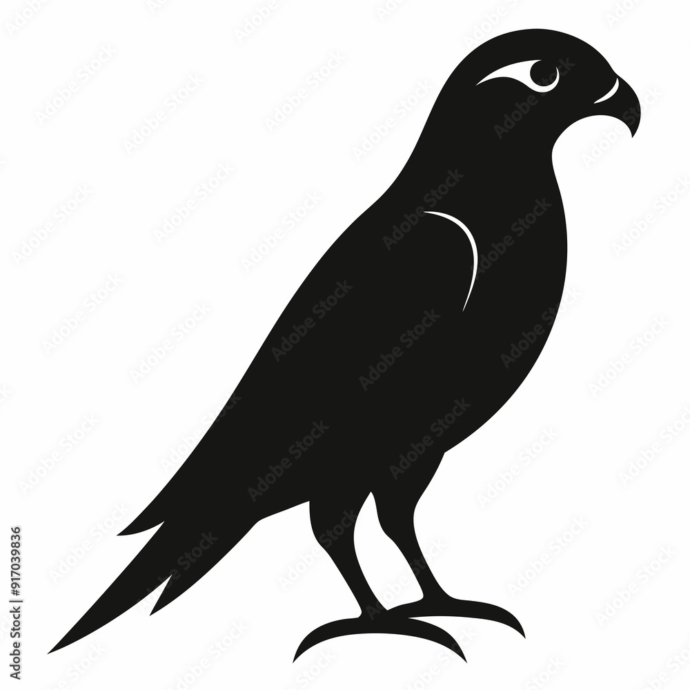 Fototapeta premium Kestrel isolated on white background, Kestrel vector illustration, bird on a branch vector art, Kestrel silhouette, bird vector icon, Kestrel on a branch line art, eps 